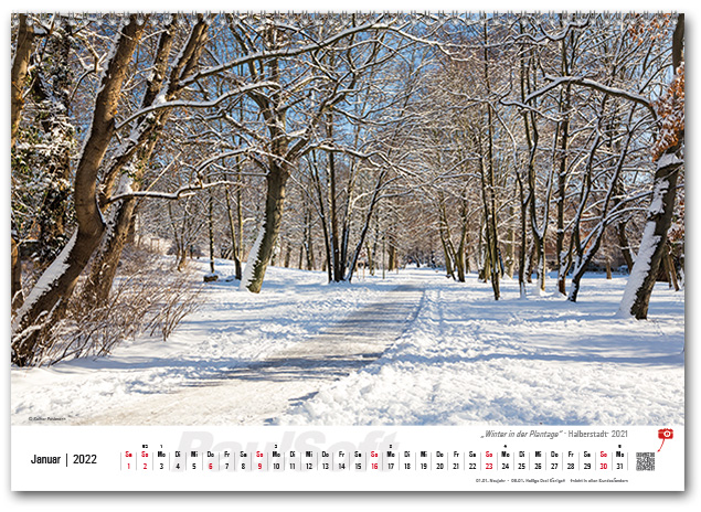 Kalenderbild Januar 2022 'Winter in der Plantage - Halberstadt - 2021'