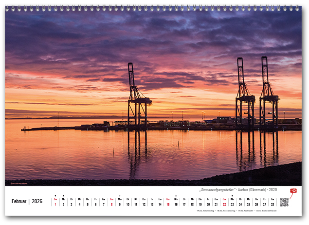 Kalenderbild Februar 2026 'Sonnenaufgangshafen - Aarhus (Dänemark) - 2025'