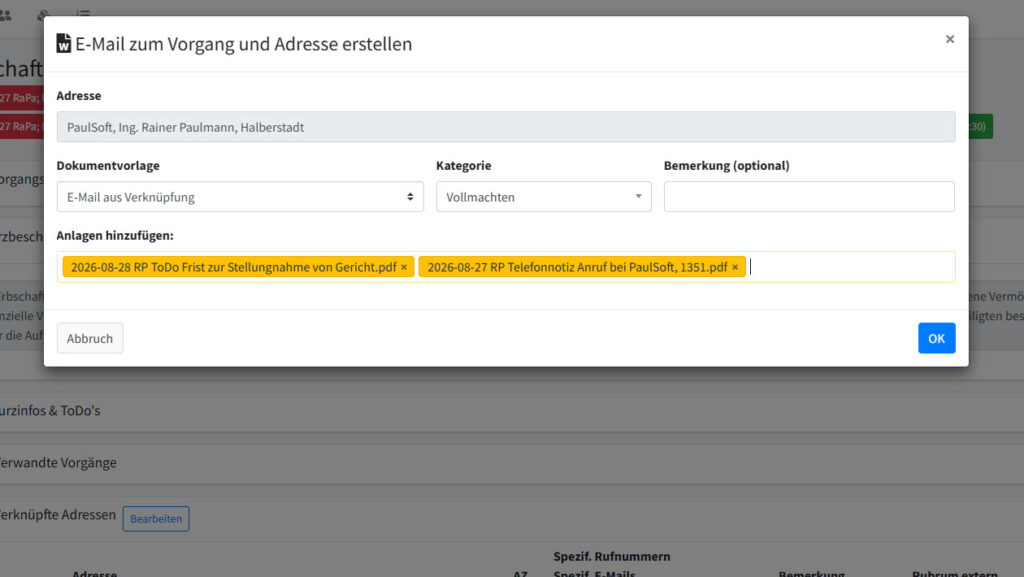 E-Mail-Erzeugung aus Vorlage